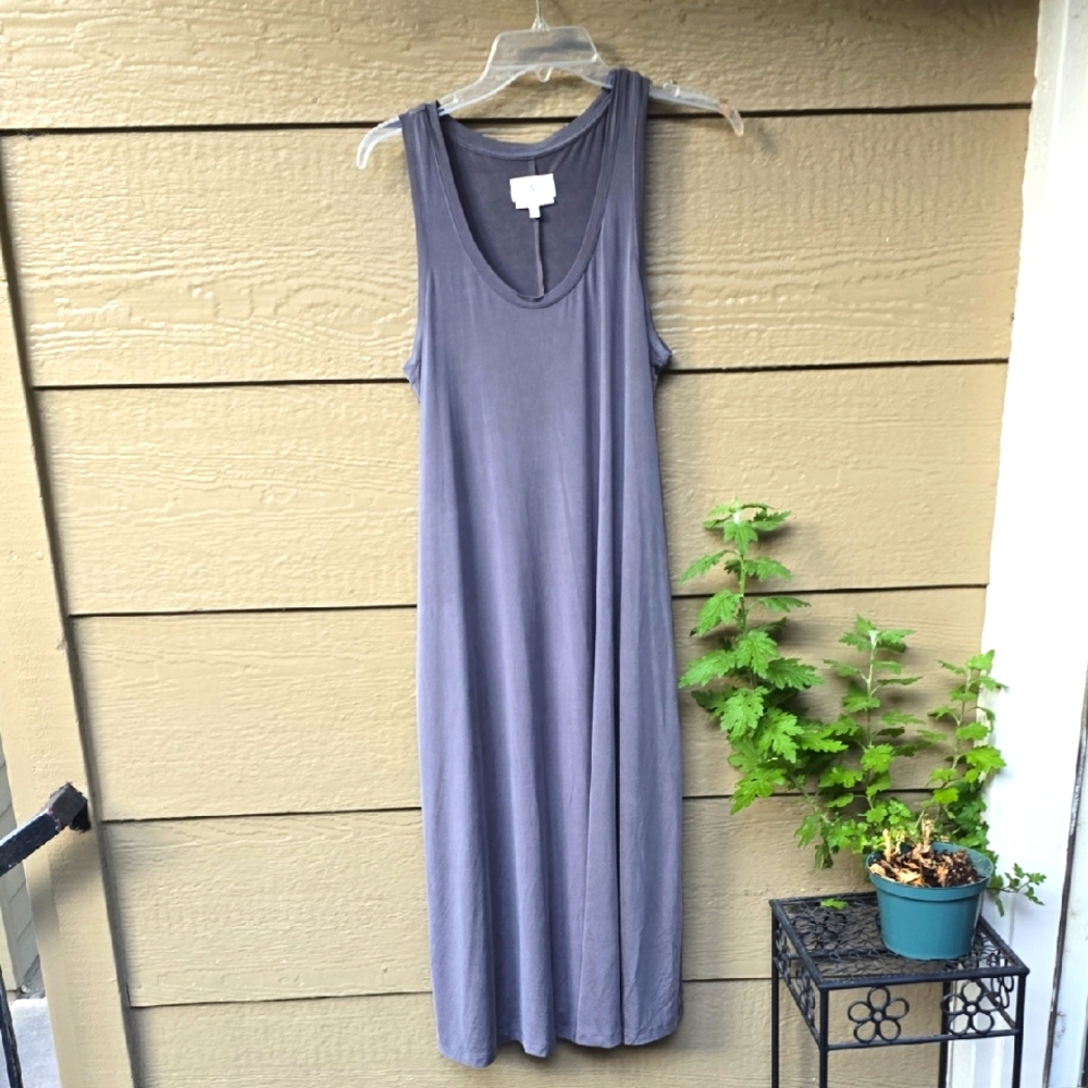Lou & Grey Gray Cupro tank Dress Soft Pockets M